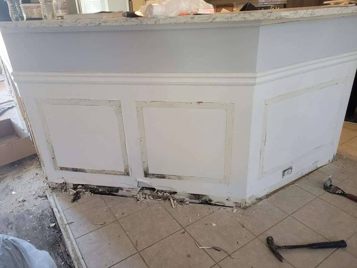Water damage and mold on kitchen during Storm Damage Restoration in Palm Springs